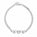 Curb chain 3 heart bracelet