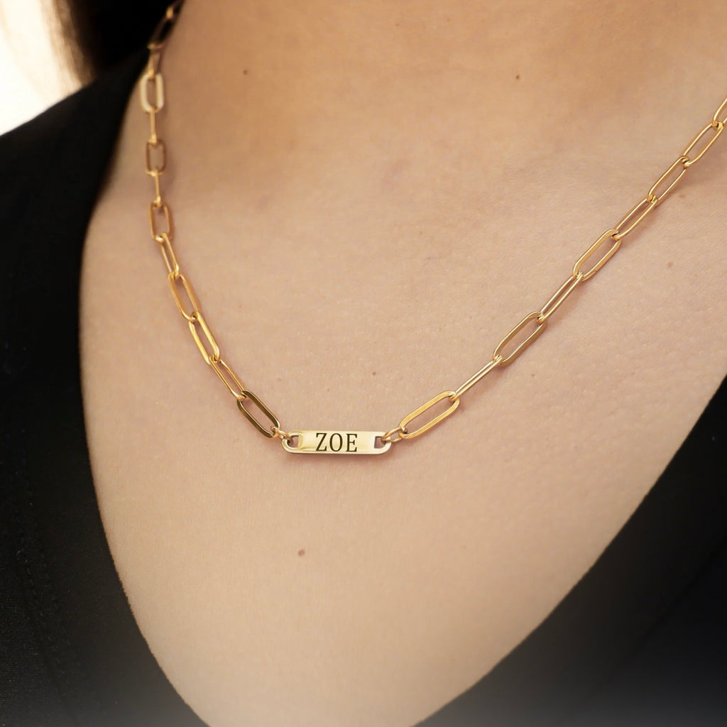 Paperclip bar necklace