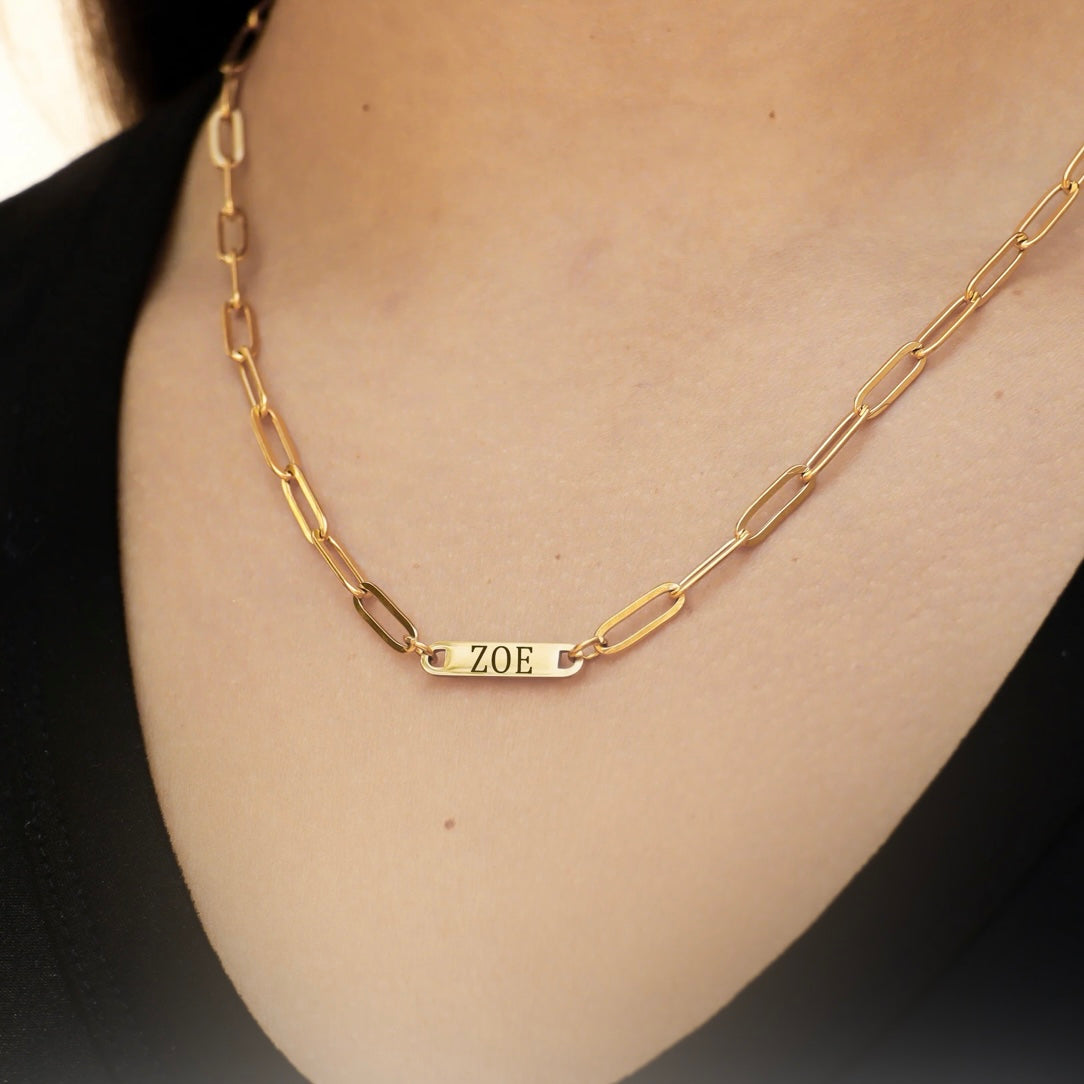 Paperclip bar necklace