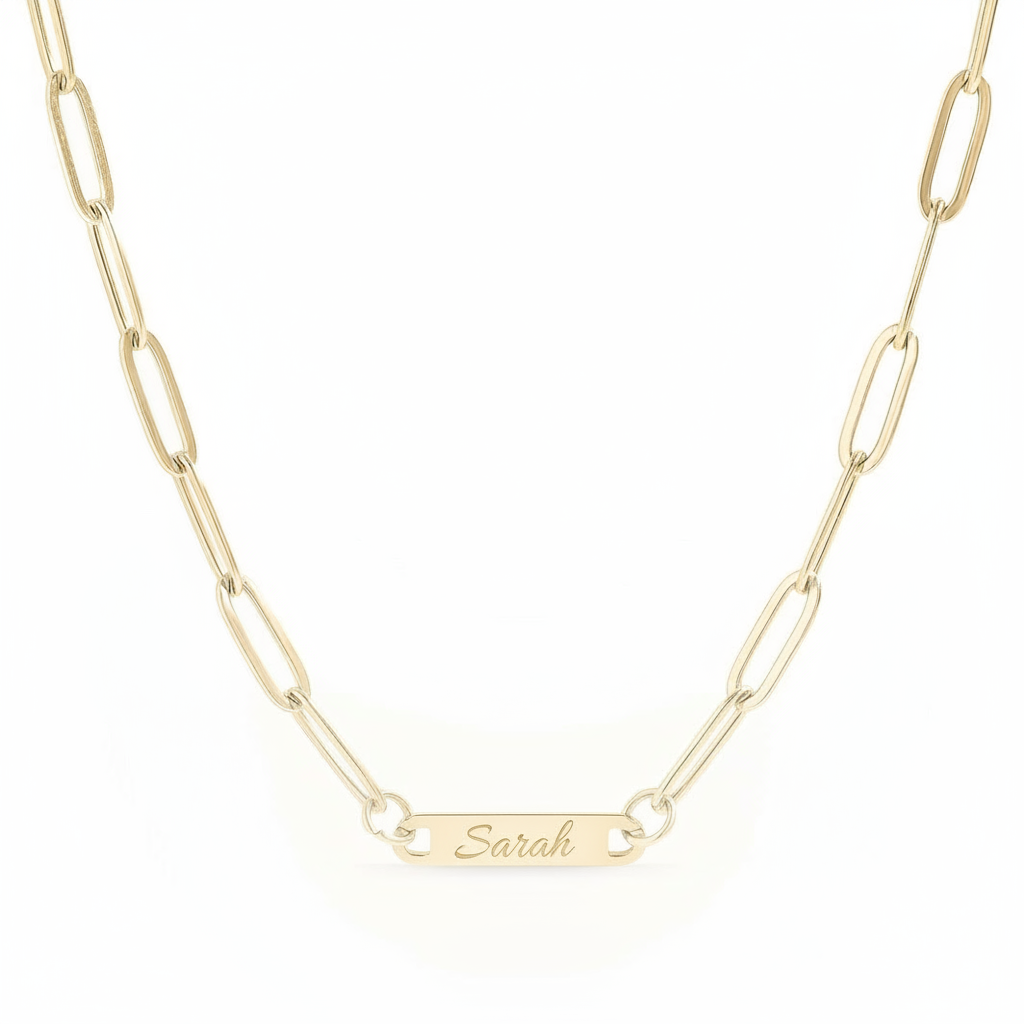 Paperclip bar necklace