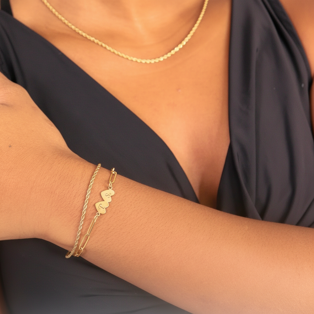 Paperclip 2 heart bracelet